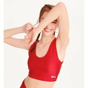 DKNY Sports Cropped Tank Women Size XS Sports Bra Red Tank‎ Straps